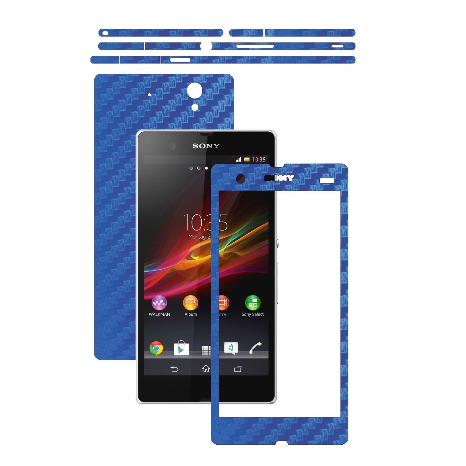Folie de protectie Carbon Skinz, Husa de tip Skin Adeziv pentru Carcasa, Carbon Albastru dedicata Sony Xperia Z