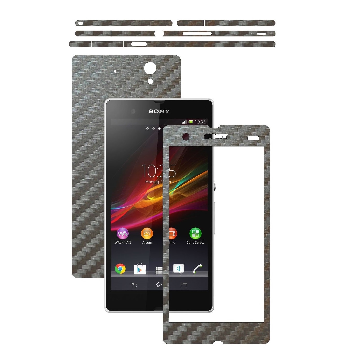 Folie de protectie Carbon Skinz, Husa de tip Skin Adeziv pentru Carcasa, Carbon Gri Argintiu dedicata Sony Xperia Z