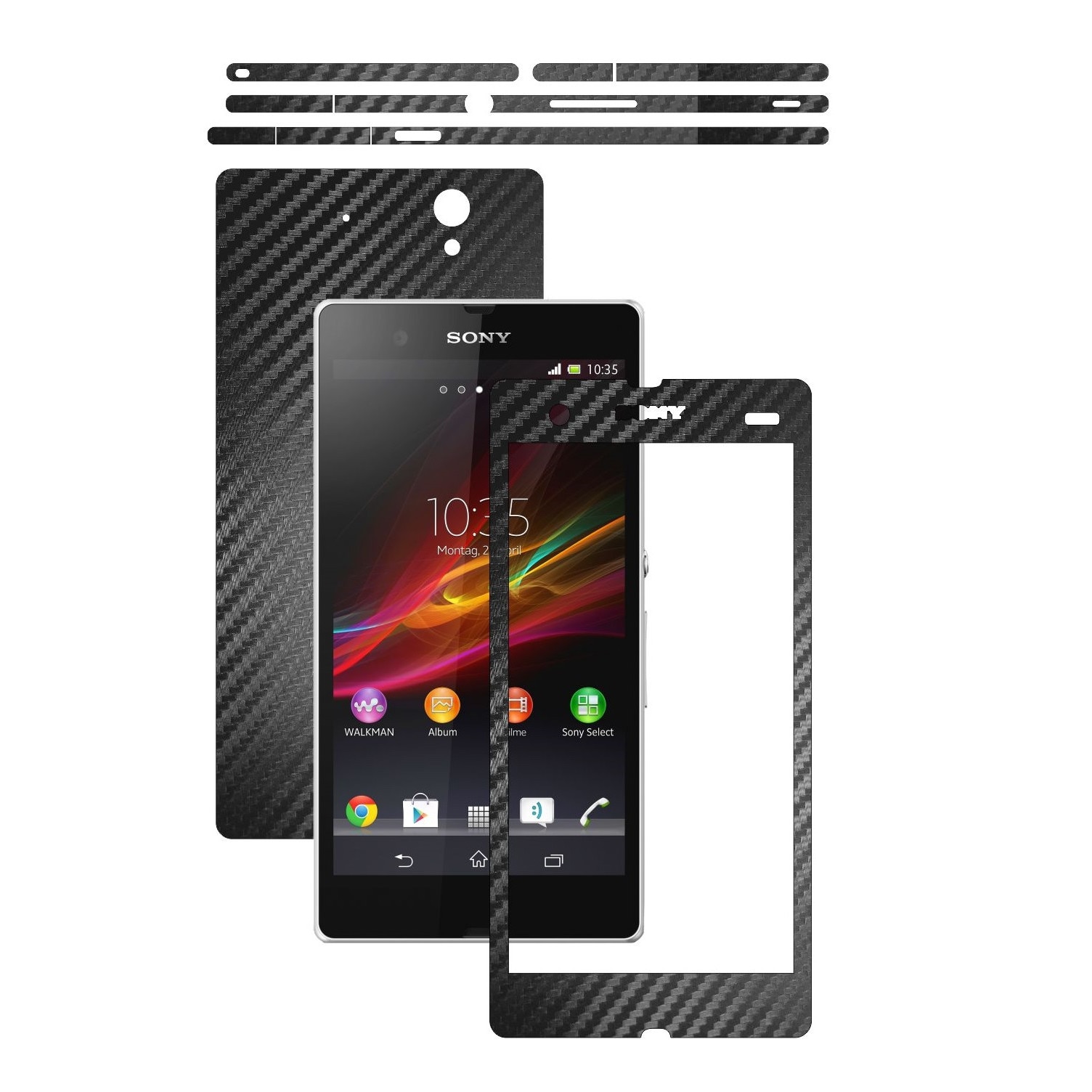 Folie de protectie Carbon Skinz, Husa de tip Skin Adeziv pentru Carcasa, Carbon Negru dedicata Sony Xperia Z
