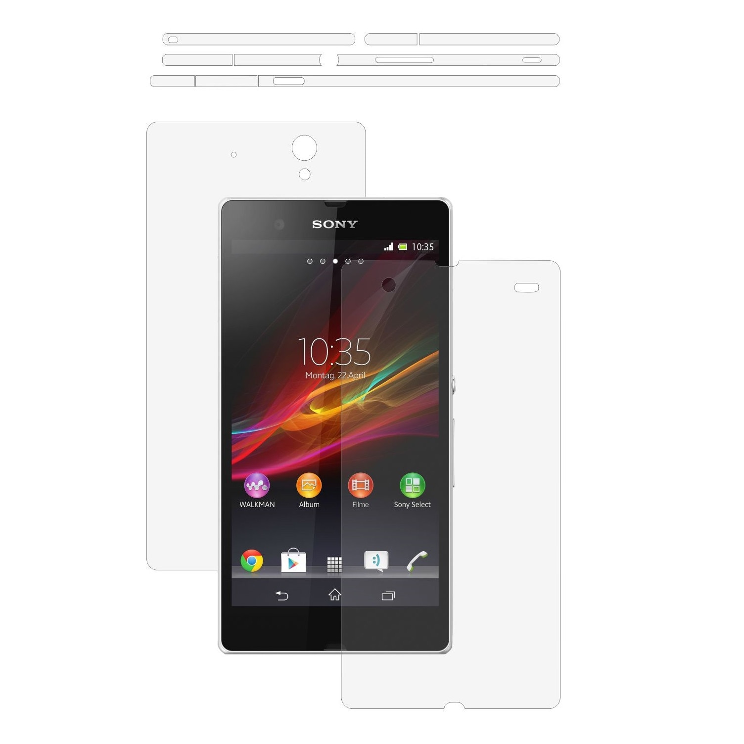 Folie Protectie Full Body Invisible Skinz Ultra-Clear AutoRegeneranta, Husa Transparenta de tip Skin Adeziv pentru Carcasa si Ecran, dedicata Sony Xperia Z