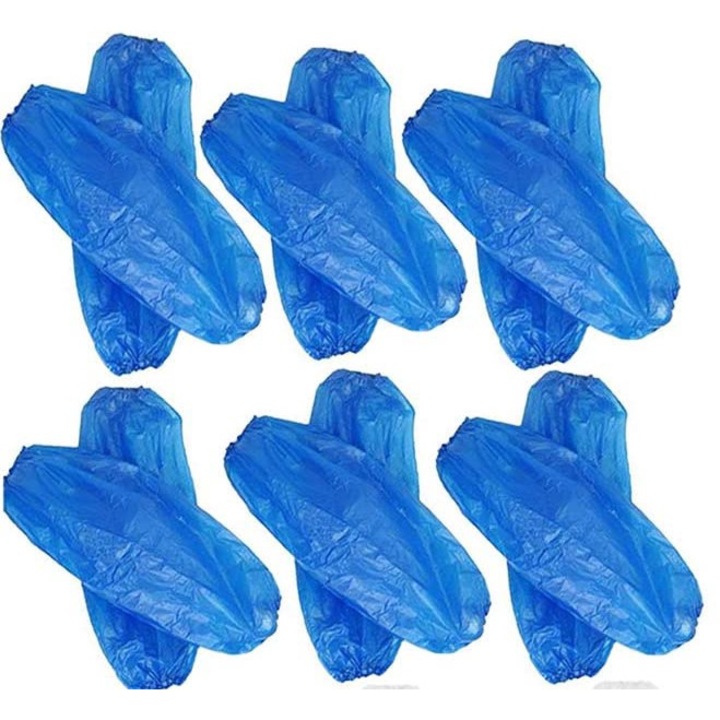 100 db-os eldobható ujjú készlet, műanyag, univerzális méret, kék