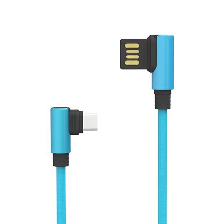 Cablu de incarcare/transfer rapid, Powerline SMS-BW01 de 1m si 2.1A, USB - compatibil iPhone, albastru