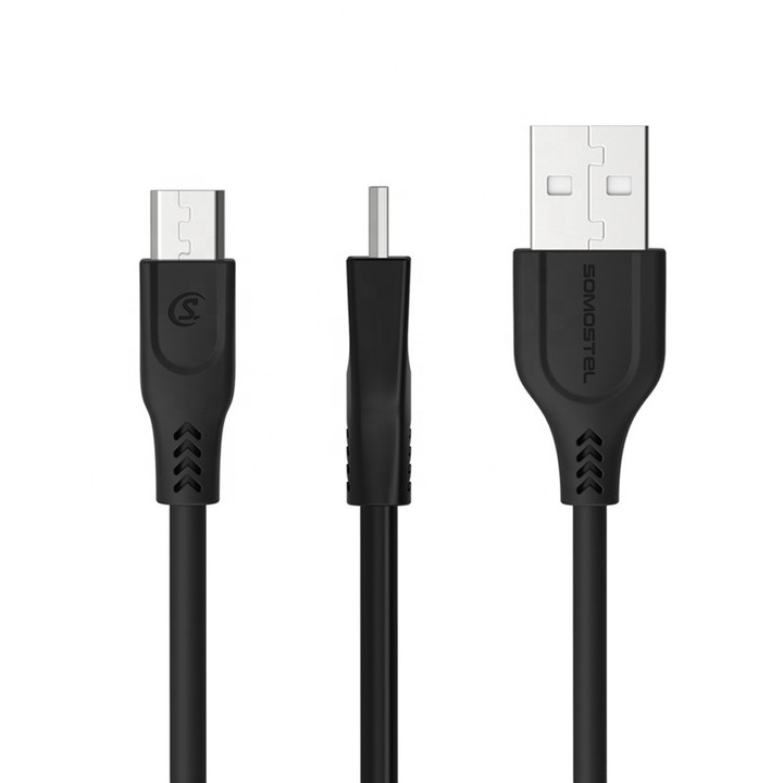 Cablu de incarcare/transfer rapid, Powerline SMS-BT02 de 2m si 3,1A, USB - Type-C, negru