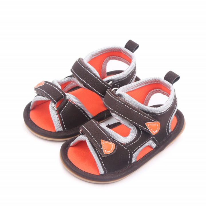 Sandale SuperBaby Cu Barete Ajustabile, Casual, Piele ecologica, Baieti, Maro