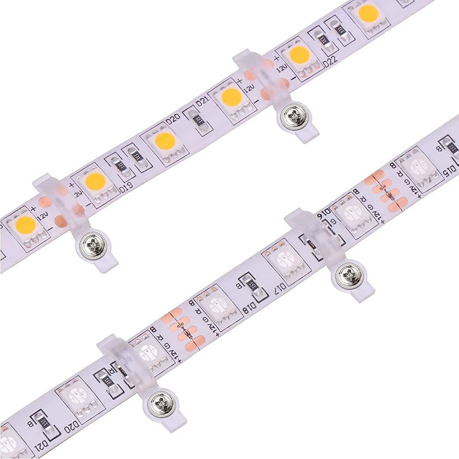 Set 50 suporturi montare banda LED, Starlight, Plastic, Transparent