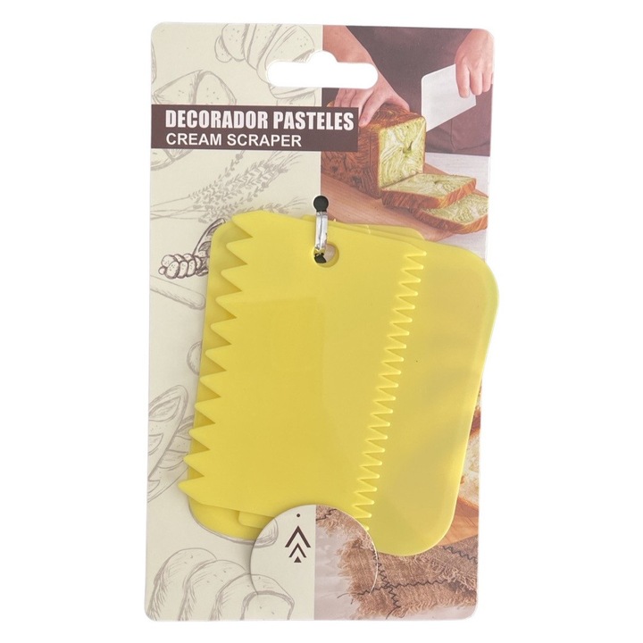Set 3 spatule pentru ornare torturi si prajituri Galben