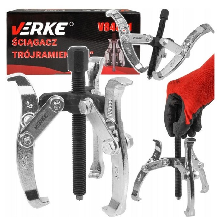 Presa extractor rulmenți 4" Verke, 3 brate, 140mm, otel CR-V
