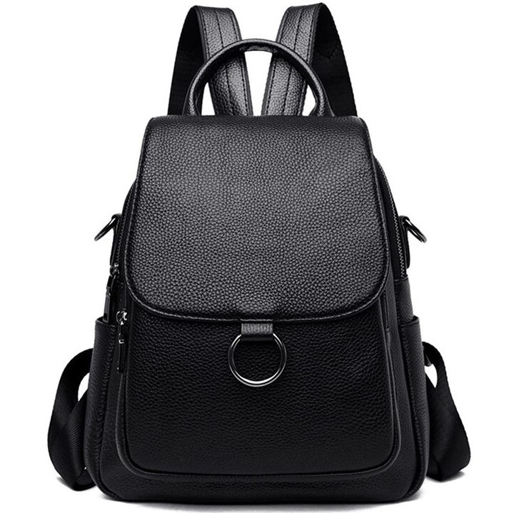 Дамска раница тип чанта Freeland B883 Естествена кожа Черна