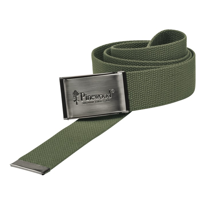 Curea barbateasca Pinewood Canvas, rezistenta la uzura, ajustabila, verde masliniu, 120x4cm