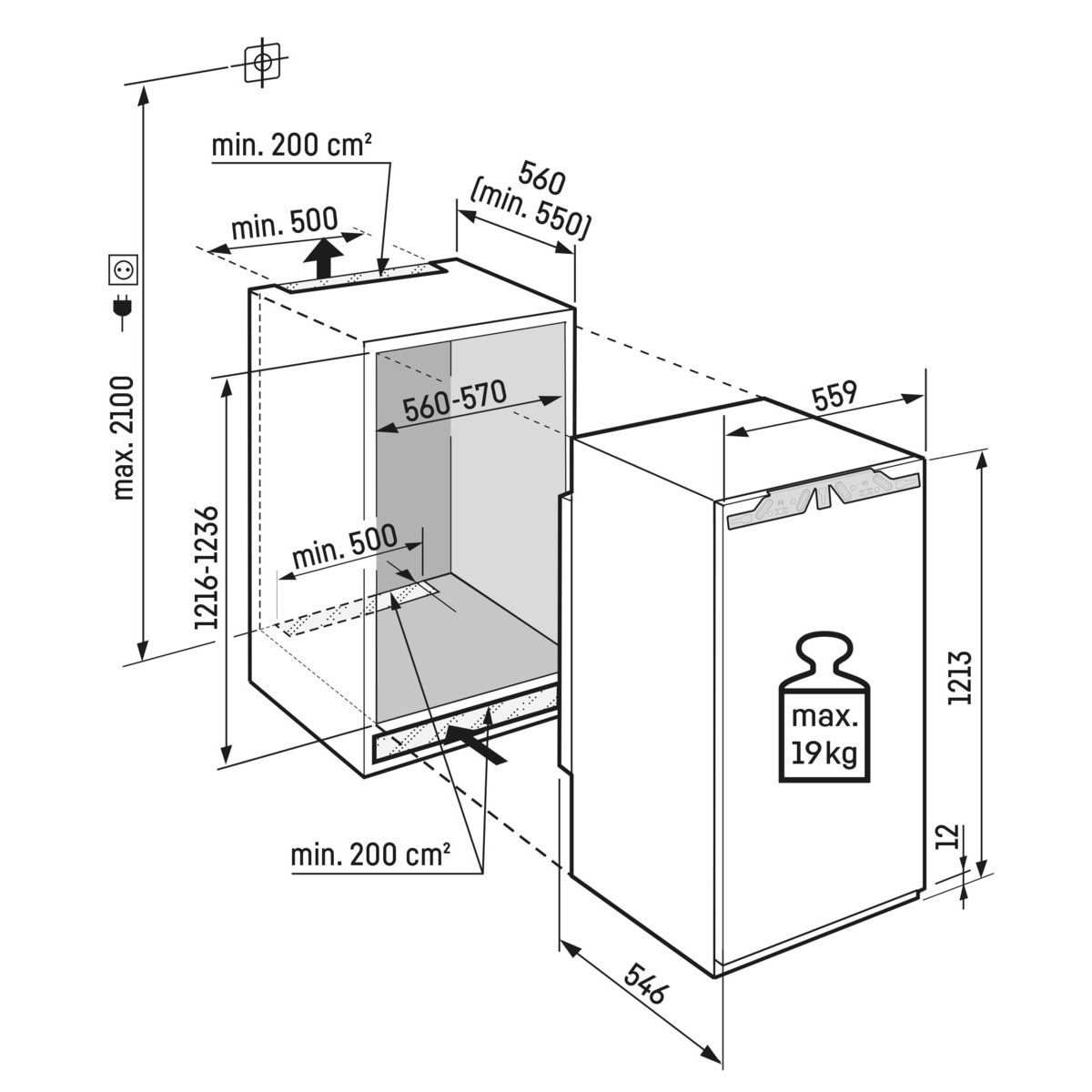 Frigider incorporabil cu o usa Liebherr IRe 4100 Pure, EasyFresh, 201 l, Display Touch, SuperCool, Clasa E