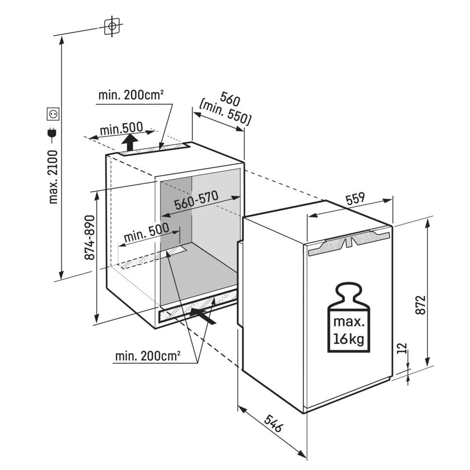 Frigider Incorporabil cu o usa Liebher Liebherr IRd 3900 Pure, EasyFresh, 137 l, Clasa D, H 89 cm, Alb