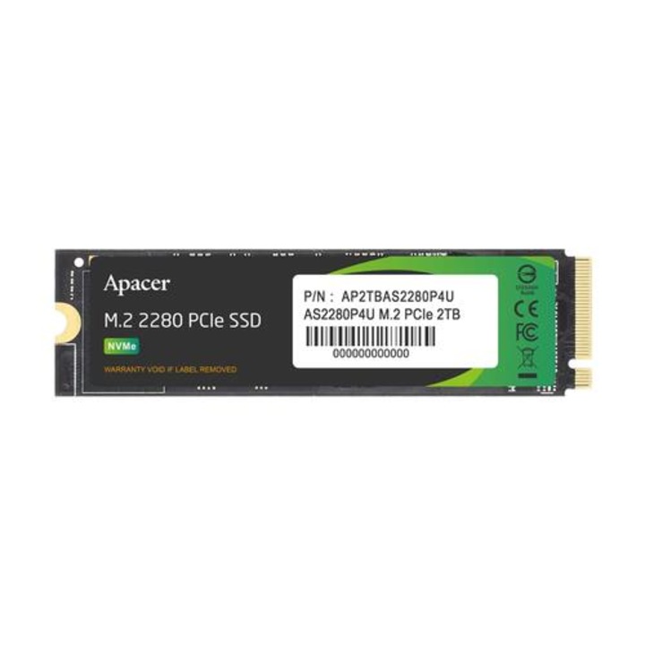 Твърд диск SSD, Apacer AS2280P4U, 256GB, M.2 2280, PCIe NVMe GEN3x4, AP256GAS2280P4U-1