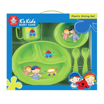 Set masa pentru bebelusi K's Kids, 5 piesem, Verde Set masa pentru bebelusi K's Kids, 5 piesem, Verde