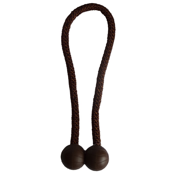Cordon de strangere Pufo Ball pentru draperie sau perdea cu magnet, maro