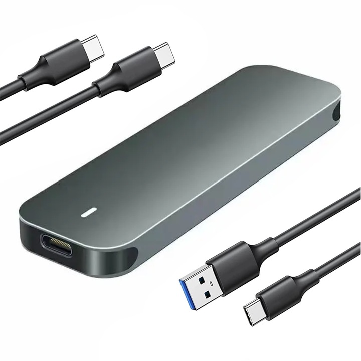 Външна кутия за SSD M.2 NVMe, M&B+M Keys, USB 3.0 + USB-C 3.1 Type-C, 10Gbps, поддържа UASP