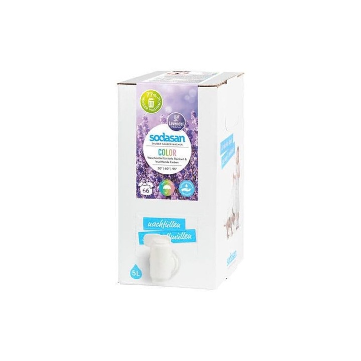Detergent Bio Lichid Rufe Albe si Color Lavanda 5 L Sodasan