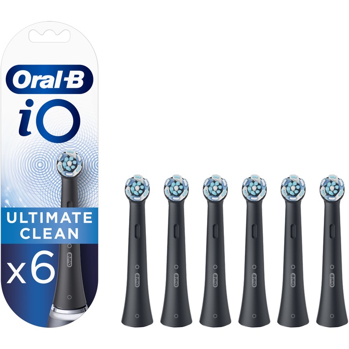 Rezerve periuta de dinti electrica Oral-B iO Ultimate Clean, compatibile doar cu seria iO, 6 buc, Negru