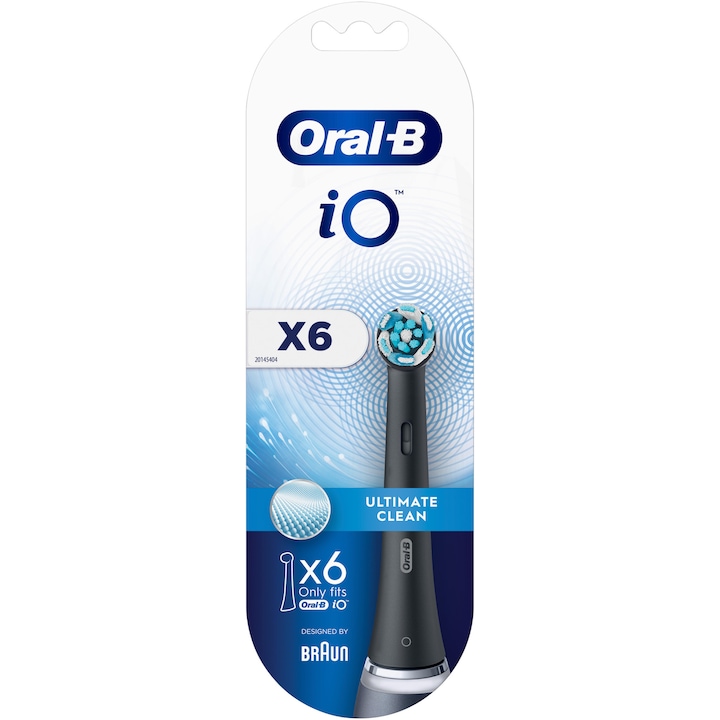 Резерви за електрическа четка за зъби Oral-B iO Ultimate Clean, Съвместими само със серията iO, 6 броя, Черен