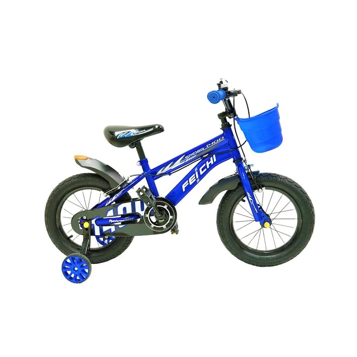 Детски велосипед Go Kart 16 цола, с помощни колела и кош за играчки, син цвят