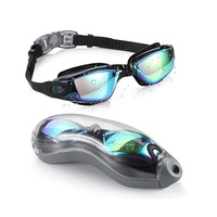 Ochelari de inot pentru copii 3-16 ani, Darklove, Cu protectie uv si anti fog, Ofera o vedere clara, Confortabil si usor de reglat, Design rezistent la scurgeri, PC/Silicon, Negru/Albastru