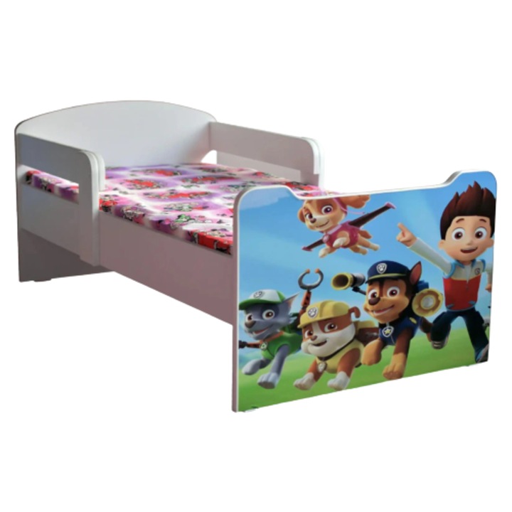 Pat pentru copii Patrula catelusilor, 144x76 cm, saltea inclusa