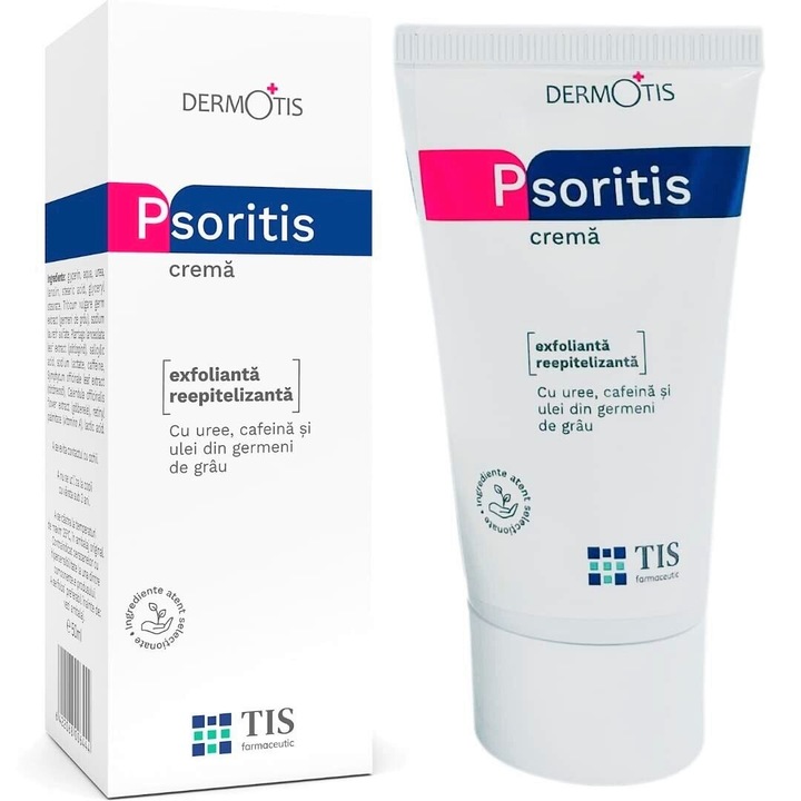 Crema emolienta exfolianta reepitelizanta pentru pielea uscata cu scuame, 50ml, PsoriTis