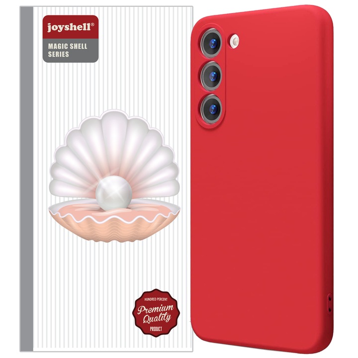 Протектор Joyshell, за Samsung Galaxy S23, мек силикон, микрофибърна вътрешност, червен