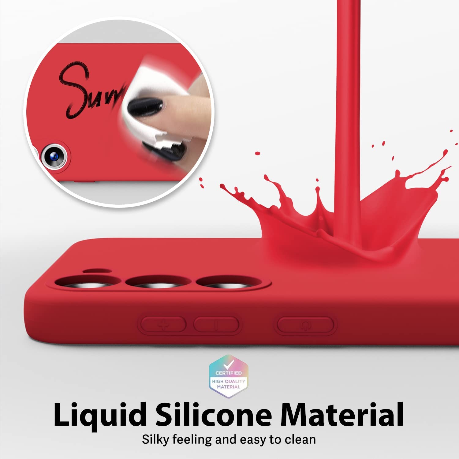 Husa Joyshell pentru Samsung Galaxy A34, SIlicon Catifelat Cu Interior Microfibra, Protectie la Camere, Rosu