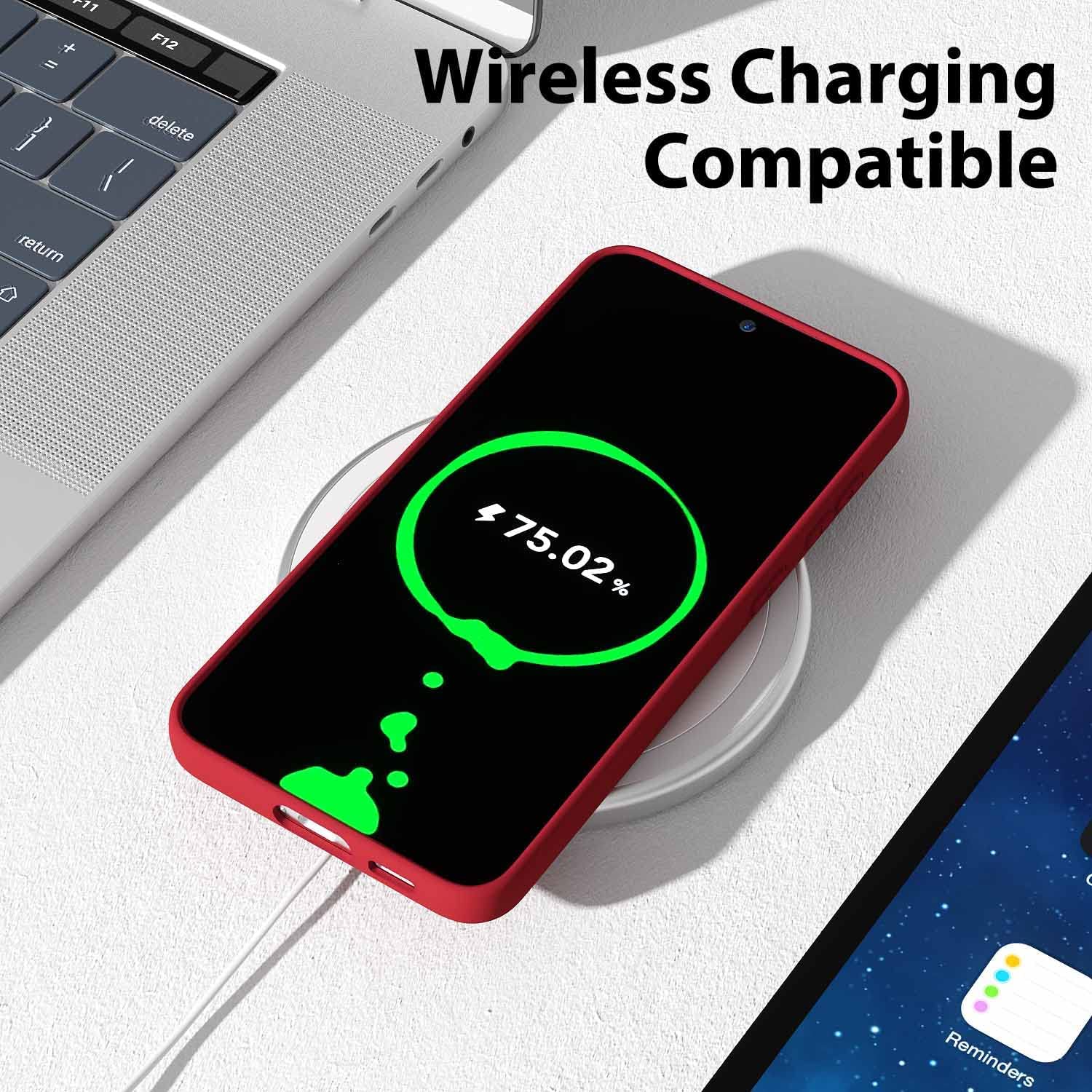 Husa Joyshell pentru Samsung Galaxy A34, SIlicon Catifelat Cu Interior Microfibra, Protectie la Camere, Rosu