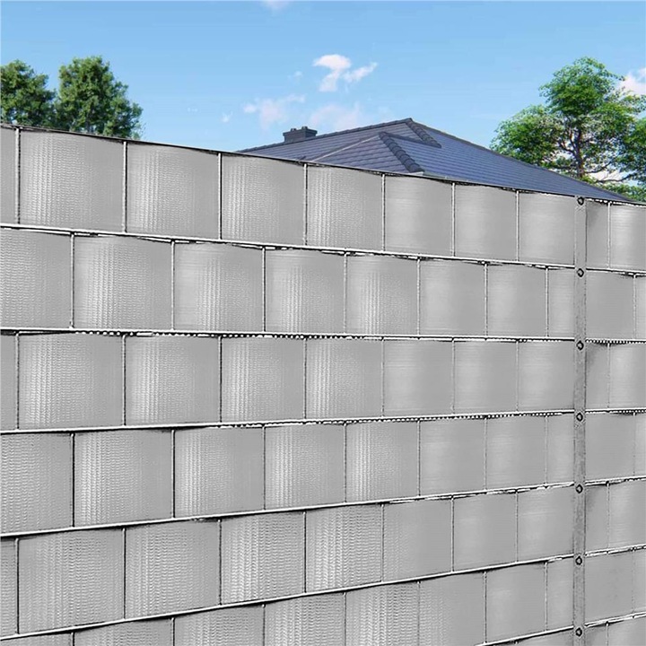 Panou de gard pentru intimitate in gradina, PVC, 35 x 0.19 m, gri
