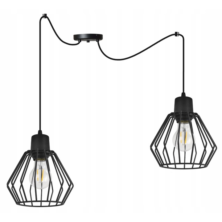 LightHome Spider Nuvola Csillár, 2 állítható kar, 200 cm, fém, fekete