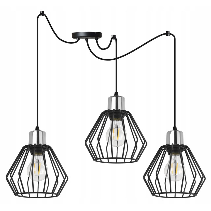 LightHome Spider Nuvola 2500/3 Csillár, 3 állítható kar, 200 cm, fém, fekete/ezüst