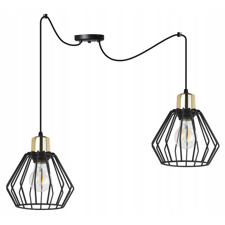 Spider stílusú csillár, LightHome, Spider Nuvola 2500/2, 2 állítható kar, fém, fekete/arany, 200 cm