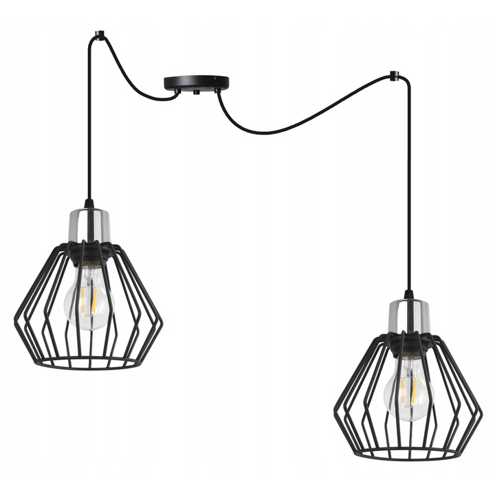 LightHome 2501/2 Spider Nuvola csillár, 2 állítható kar, fém, fekete/ezüst, 200 cm