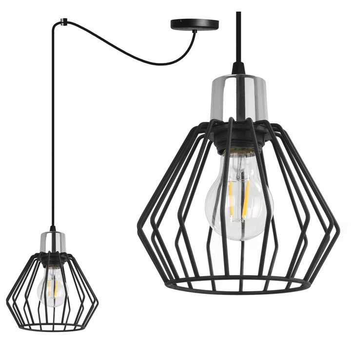 Spider stílusú csillár, LightHome, Spider Nuvola 2501/1, 1 állítható kar, fém, fekete/ezüst, 200 cm