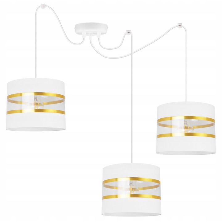 Полилей в стил паяк, LightHome, Spider Elegance Gold 2030/3B/bia, 3 регулируеми рамена, Плат, Бял/Златисто, 200 см