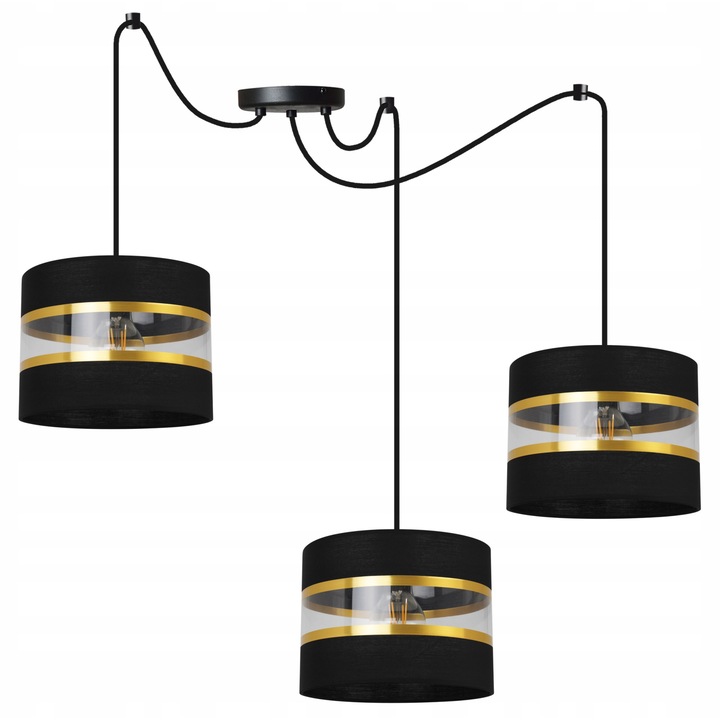 Полилей LightHome, Spider Elegance Gold 2030/3CZ/czar, 3 регулируеми рамена, Плат, Черен/Златист, 200 см