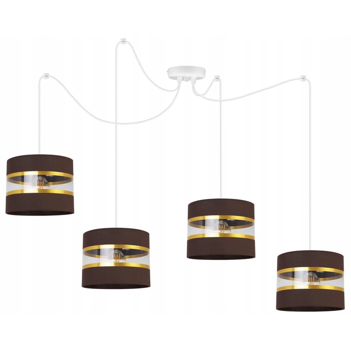 Полилей в стил паяк, LightHome, Spider Elegance Gold 2030/4B/рамо, 4 регулируеми рамена, Плат, Бял/Златен/Кафяв, 200 см