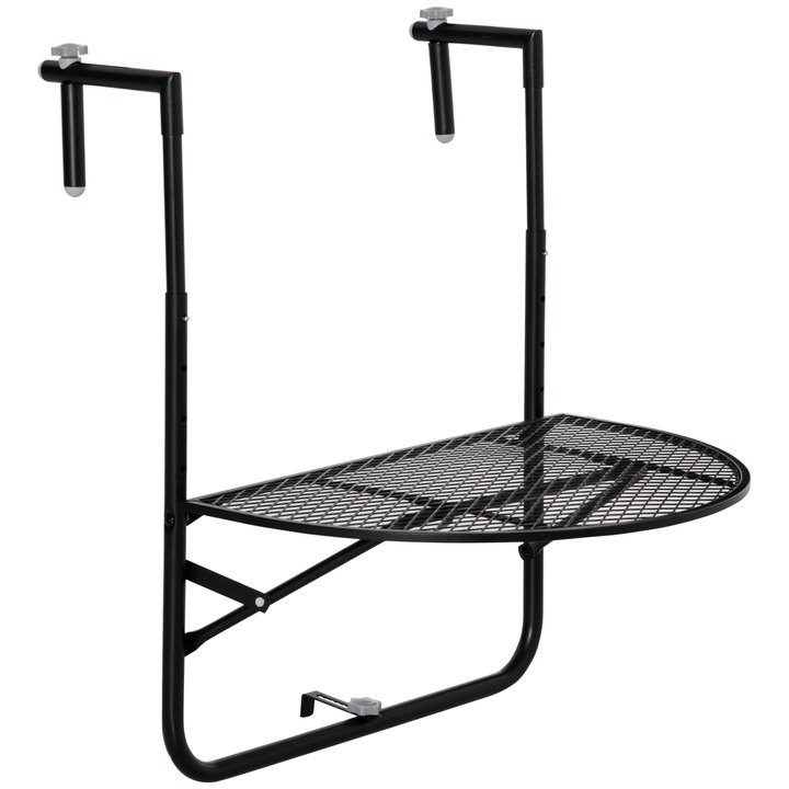 Masa pliabila pentru balcon, Outsunny, Metal, 60x60x57-72cm, Negru
