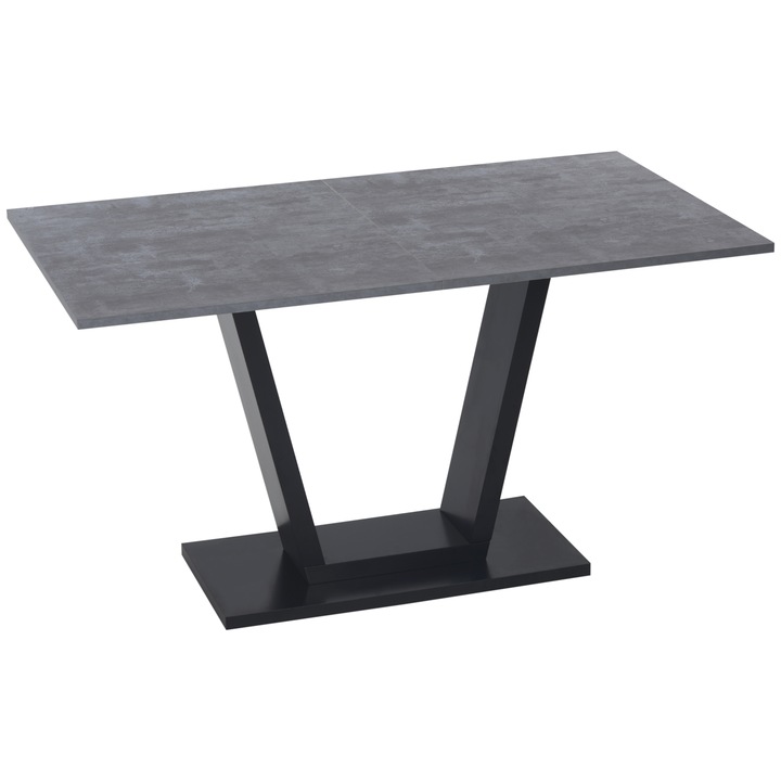 Маса за 4-6 човека Homcom, Стомана/MDF, 140x80x76 см, Сив