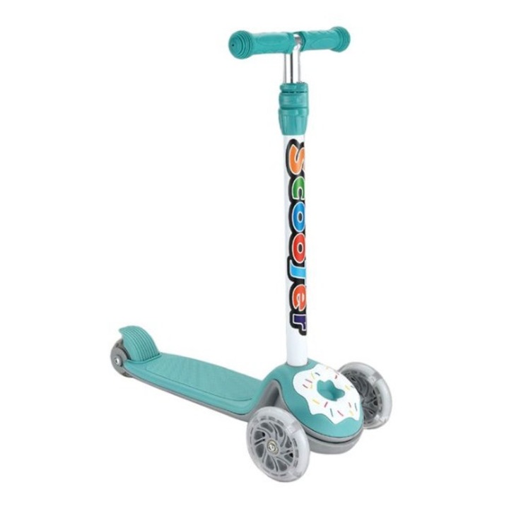 Uniszex roller, gyerekeknek, állítható magasságú, kerekek lámpákkal, támasztékok 60 kg, sokszínű