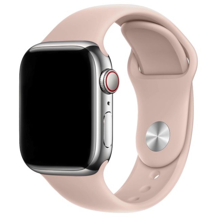 Curea din silicon, compatibila cu Apple Watch 2/3/4/5/6/7/8/9/10 46mm/11 46mm/SE/ULTRA, 42mm Seria 2/42mm Seria 3/44/45/46/49mm S/M, Pink Sand