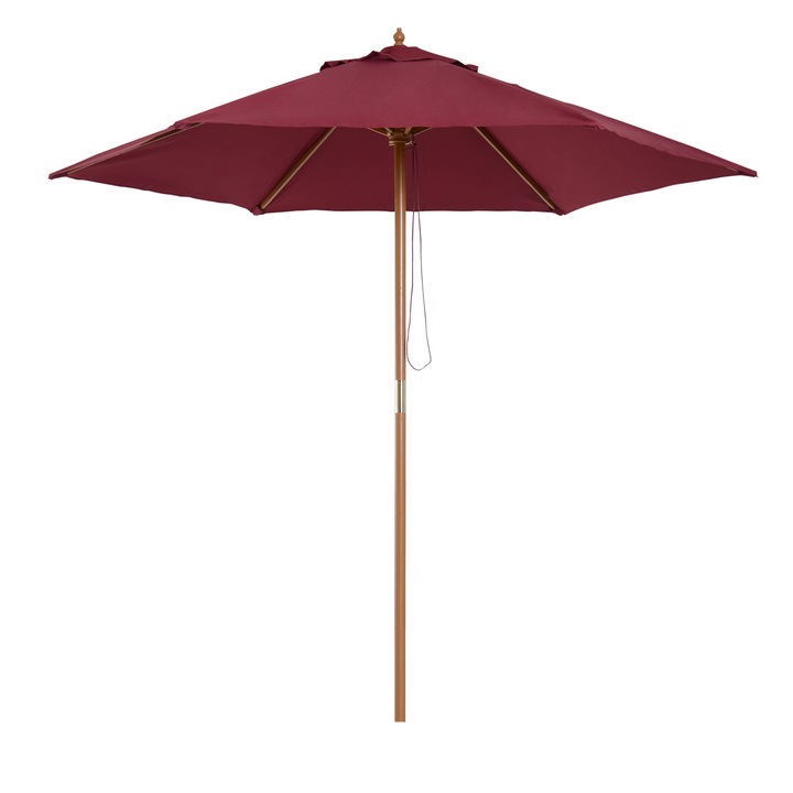 Umbrela de soare de gradina, Outsunny, Lemn/Poliester, 2.5x2.3m Bordeaux