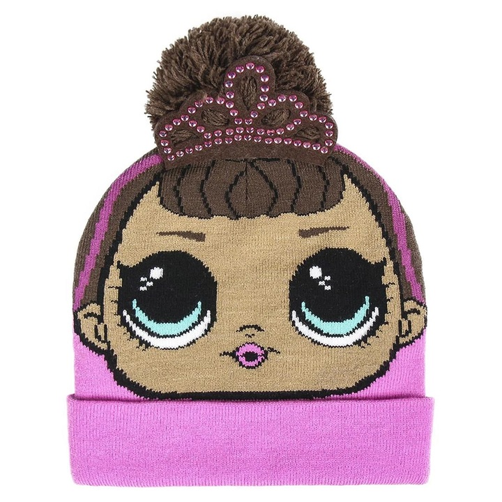 Caciula cu mot pentru fetite, LOL Surprise, Multicolor, Marime 52/54, Varsta 4-7 ani