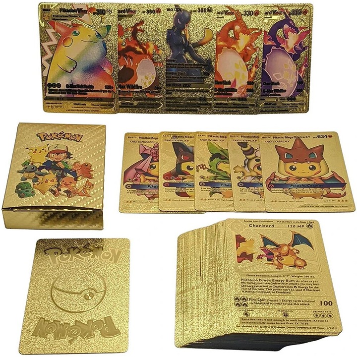 Set 165 cartonase Pokemon, Silver, Gold si Black, The Twin