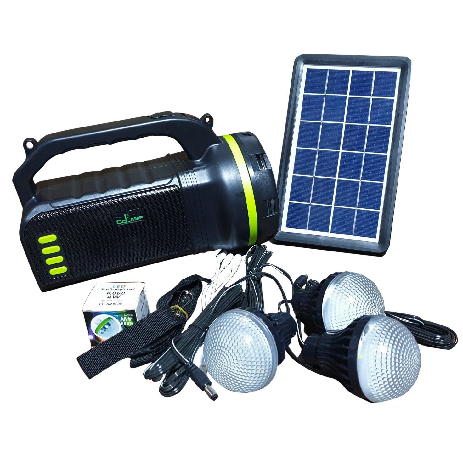 Kit Solar Portabil GDLite GD-2000A cu 3 Becuri LED, Boxa Bluetooth