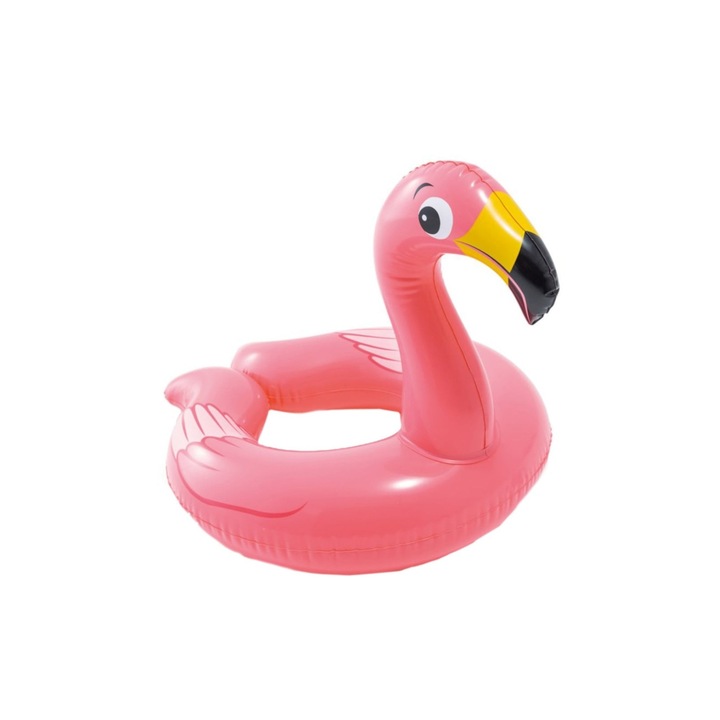 Colac inot pentru copii, cu varsta cuprinsa intre 3-6 ani, roz, forma flamingo, 55 cm