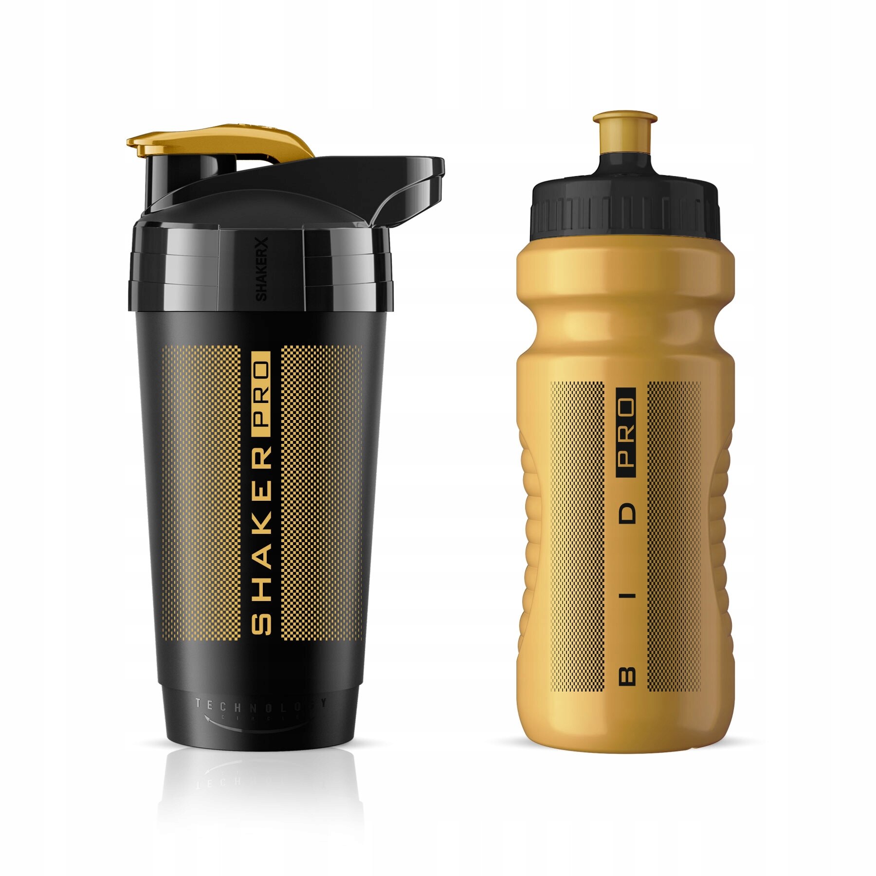 Set Bidon apa si shaker, ShakerX, Pro, Plastic, 600ml, Galben - eMAG.ro
