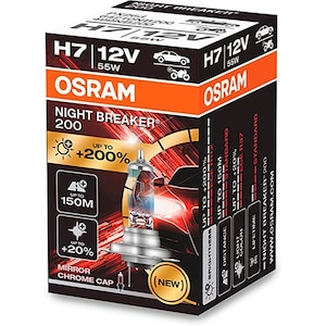 Bec Auto OSRAM, H7, 12V, 55 W, Conector PX26d, +200%, Pentru Far, Faza Lunga, Night Breaker