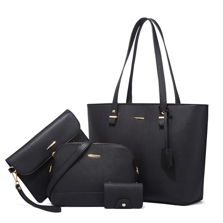 Комплект чанти за през рамо Darklove, 4 броя, Различни модели, Няколко размера, Изкуствена кожа, Черен